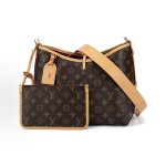 LOUIS VUITTON Carryall PM 经典印花  ⼦⺟包⼿提单肩包托特包⼩号  棕⾊